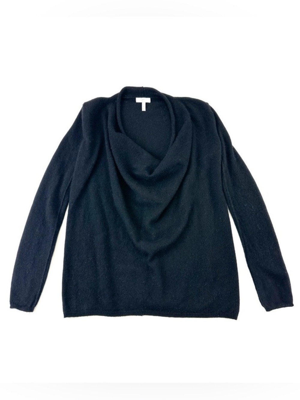 Joie cashmere drape neck sweater womens XS luxurious black capsule wardrobe